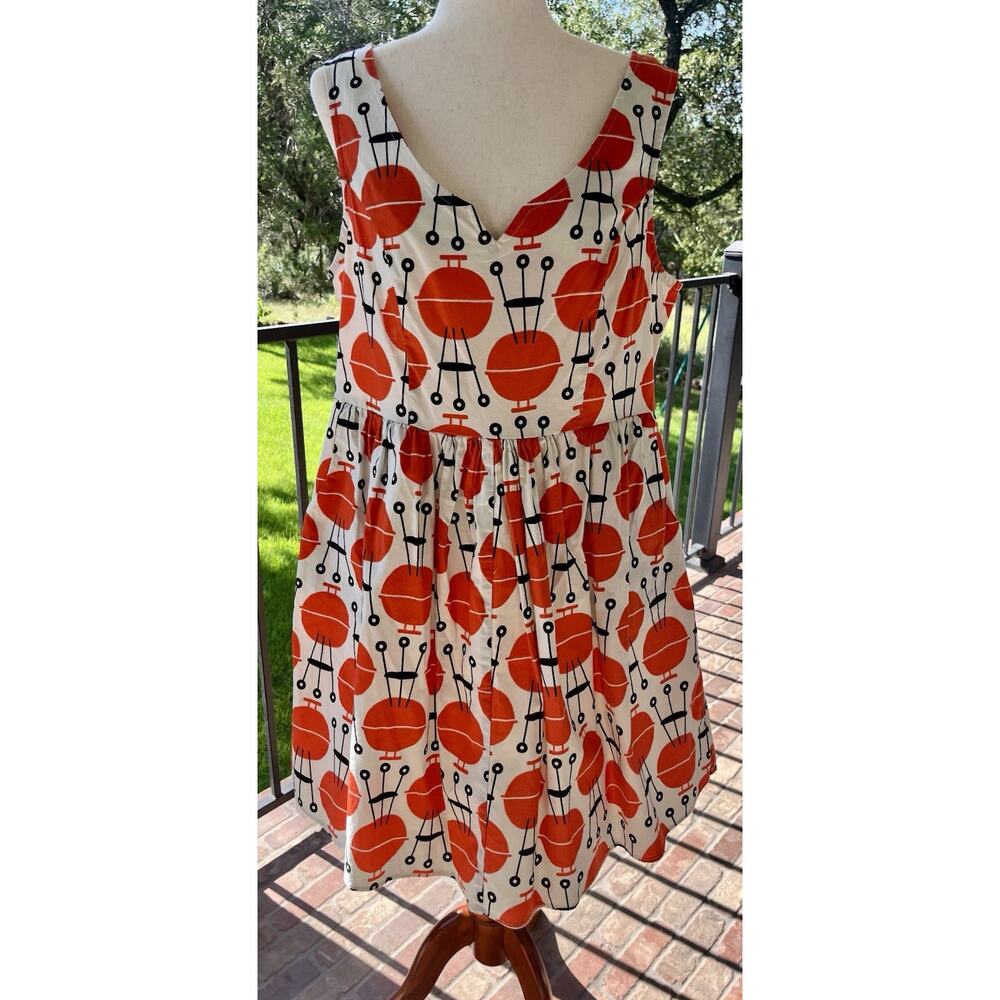 Fervour x Modcloth Retro BBQ Grill Pattern Fit and Flare Swing Dress Plus Size - Picture 3 of 12